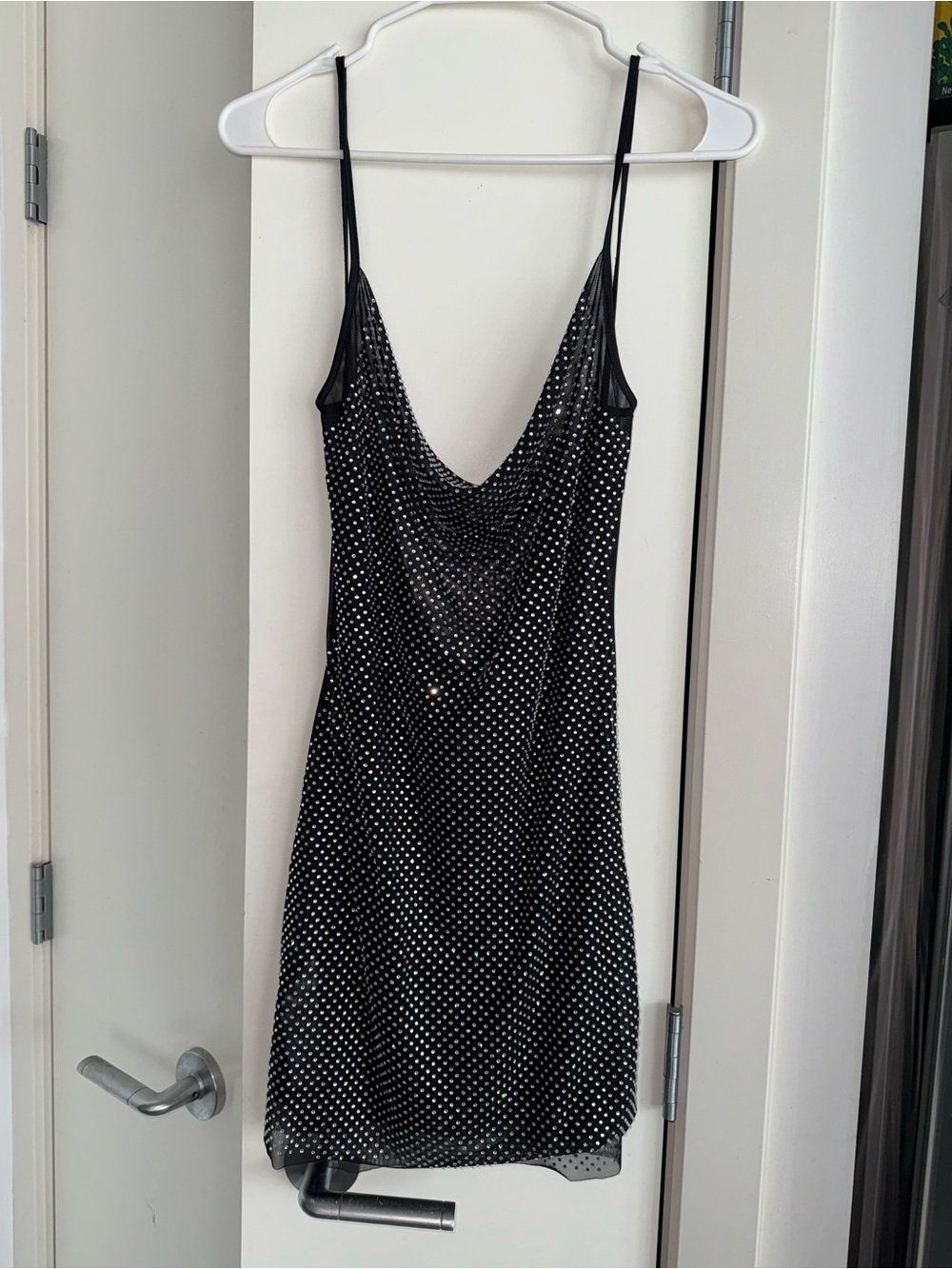 Mango Black Sequin Mini Slip Dress